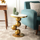 Living Room Marble Side Table with 4 Gold Balls